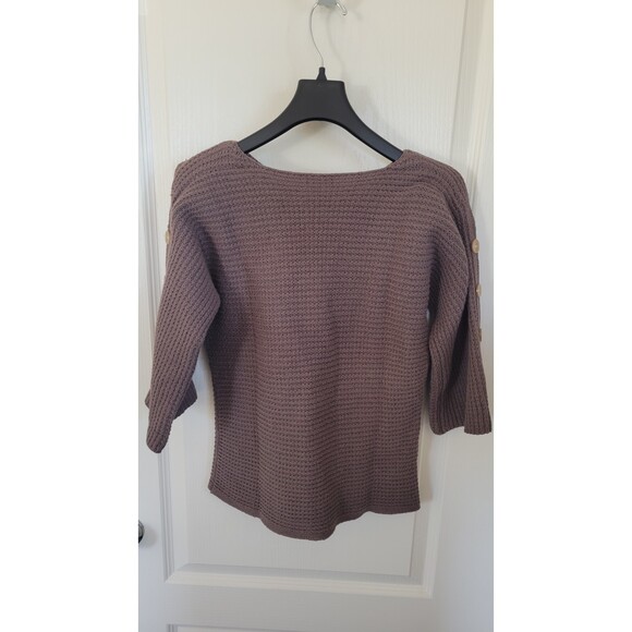 Women's J. Jill Brown Chunky Knit Button Sweater - Picture 2 of 4